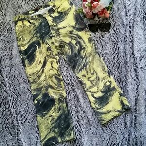 Prada Yellow and Black Ankle Jeans